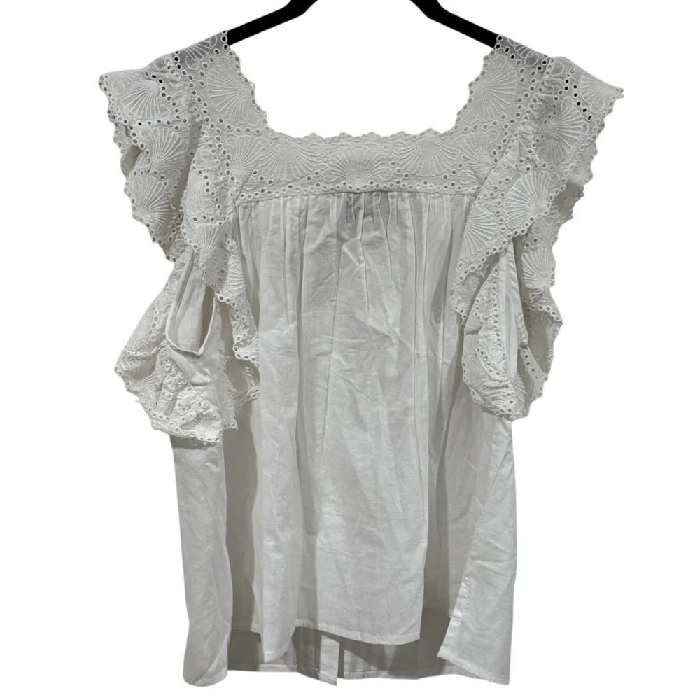 Cleobella White Ruffle Tank Top - Picture 6 of 9